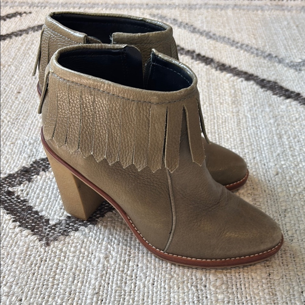 10 Crosby Derek Lam Tan Ankle Booties with Fringe